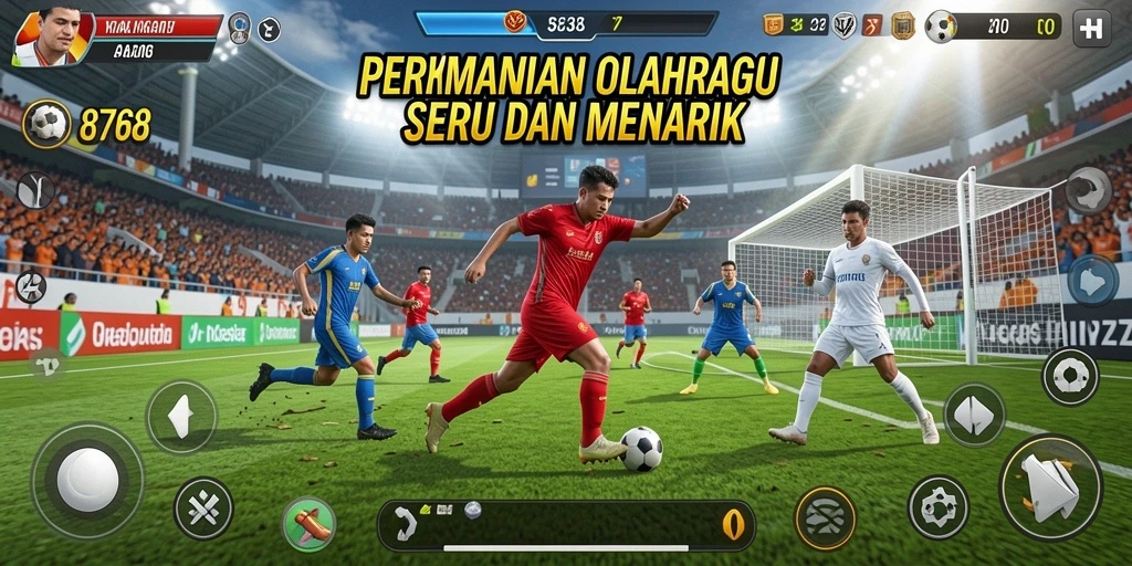 Tangkapan layar gameplay <strong>8768</strong> menunjukkan aksi olahraga yang mendebarkan.