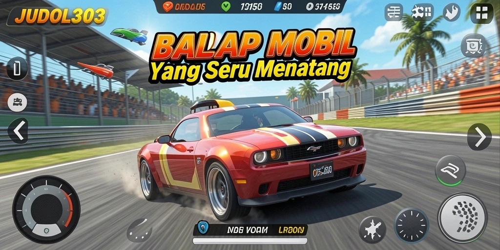 Tampilan menarik dari gameplay balapan JUDOL303 dengan mobil cepat.