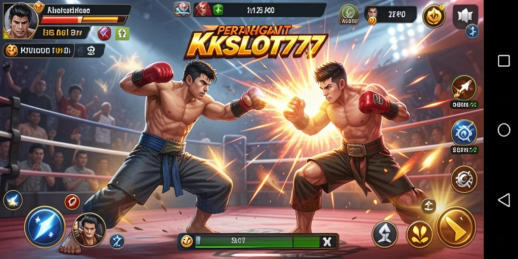 Tampilan screenshot KKSLOT777 menunjukkan aksi pertarungan yang intens dan mendebarkan.