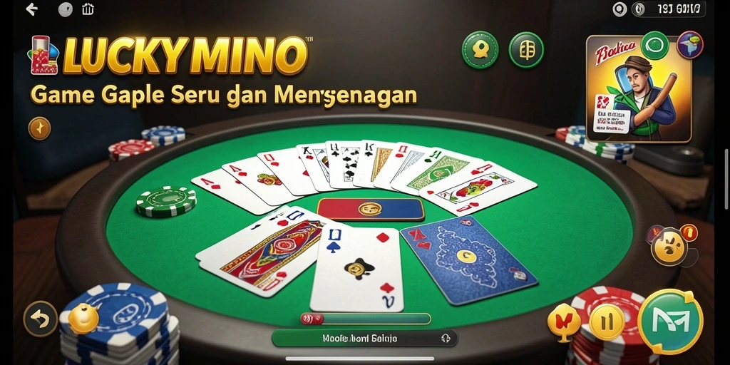 Tampilan gameplay seru dari LUCKYMINO saat bermain Gaple.