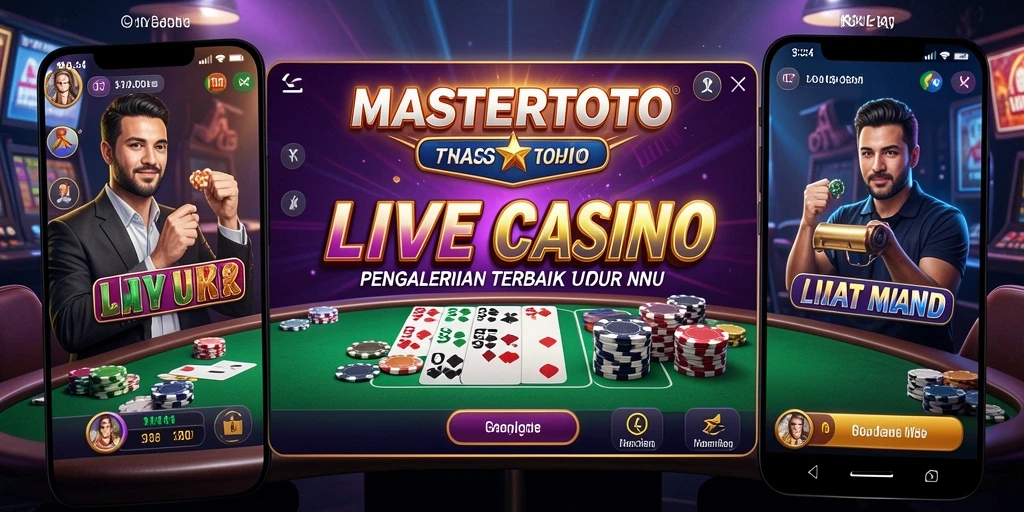 Screenshot MASTERTOTO menampilkan dealer langsung dalam aksi permainan kasino.