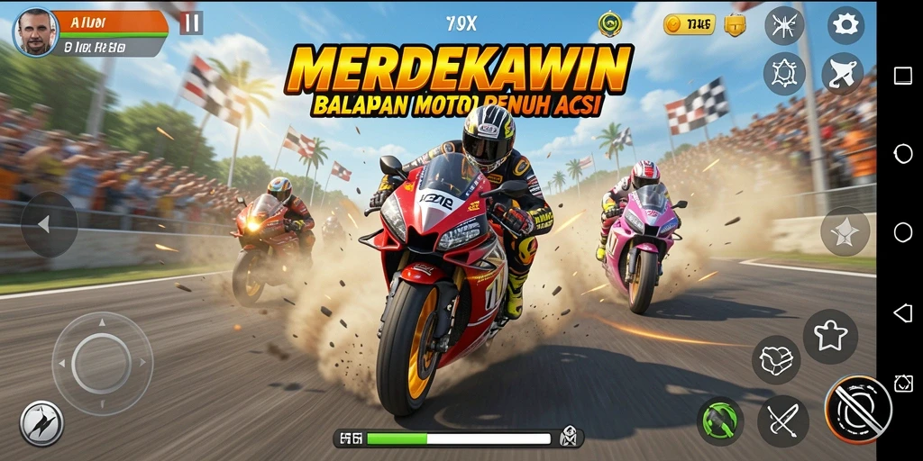 Tampilan gameplay seru di MERDEKAWIN yang memukau.