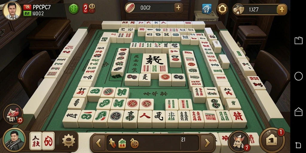 Screenshot PCPC7 menampilkan gameplay Mahjong yang menarik dan penuh warna.