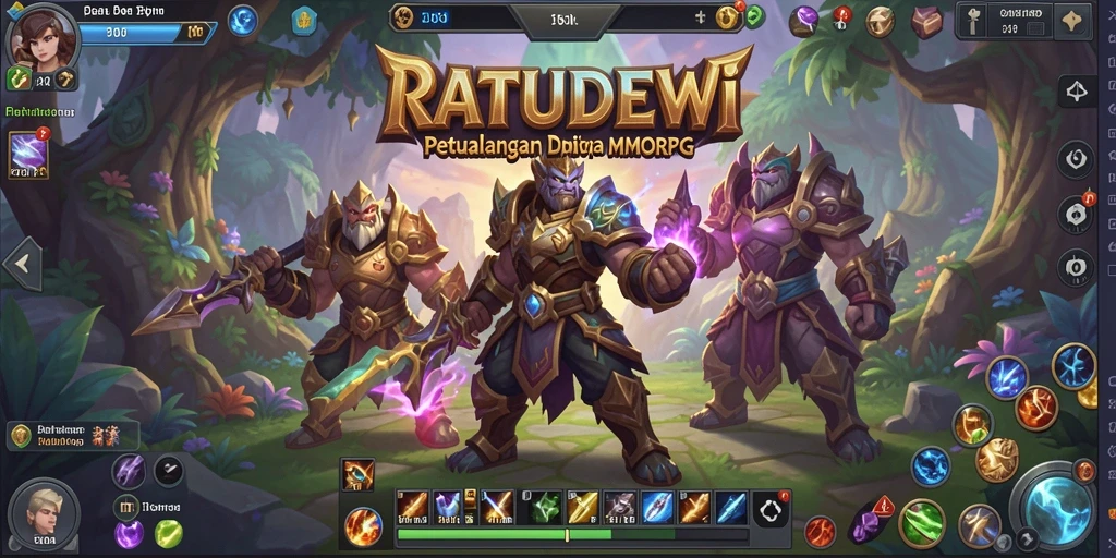Tangkapan layar utama gameplay <strong>RATUDEWI</strong> menampilkan pertempuran epik dan grafik yang menawan.