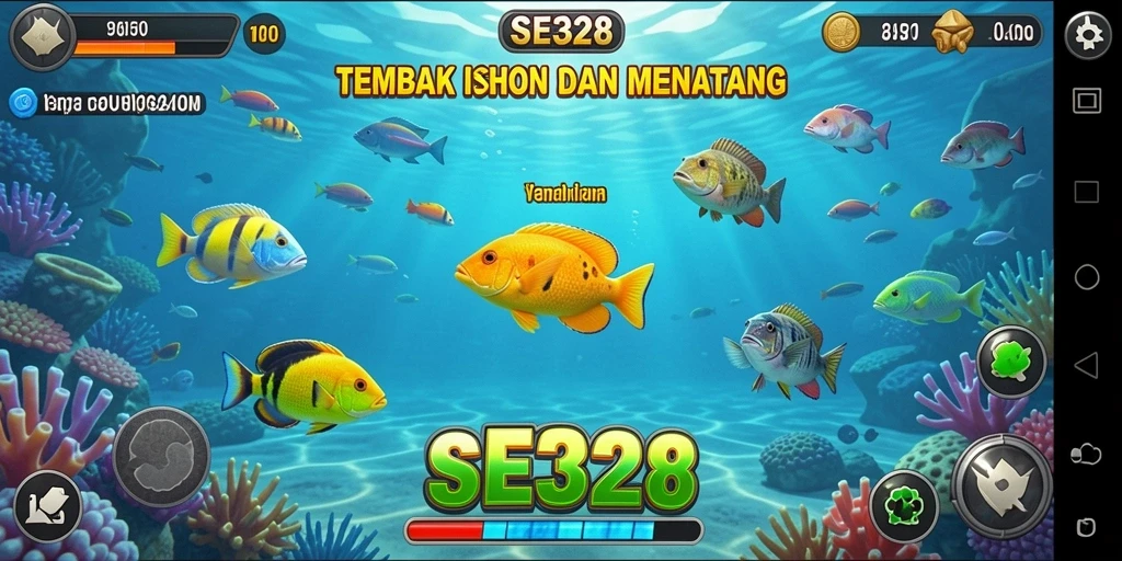 Tampilan gameplay SE328 yang menarik saat menangkap ikan.