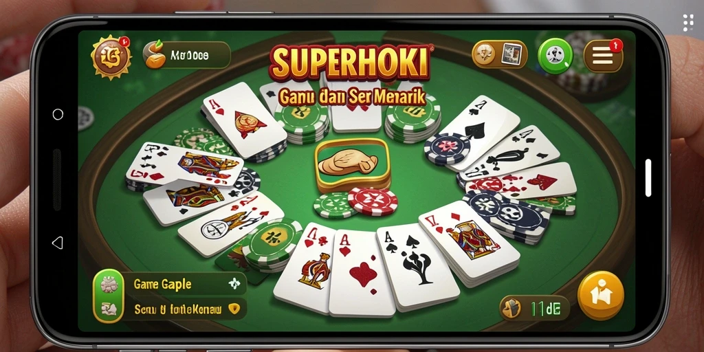 Tampilan menarik dari gameplay Gaple di SUPERHOKI.