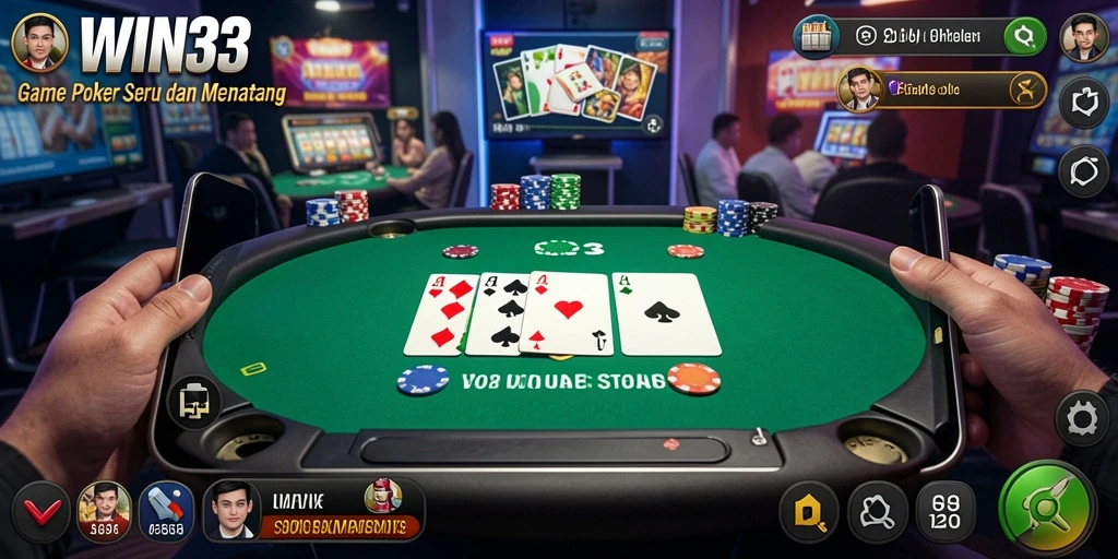 Gameplay Poker seru di aplikasi WIN33 dengan pemain dari seluruh dunia.